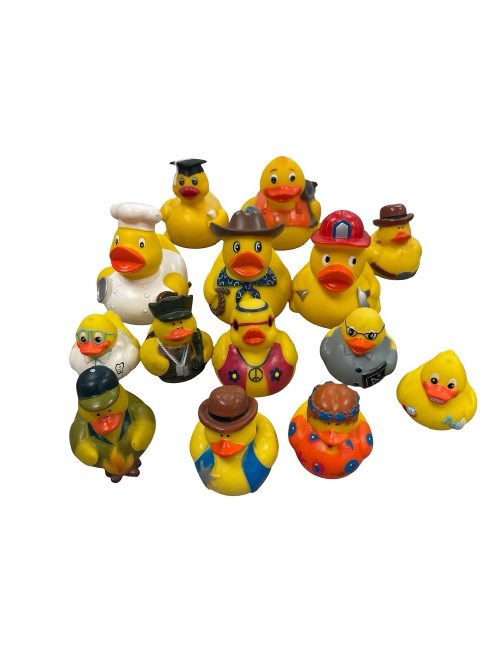 Set of 14 Yellow Rubber Duck with jobs Toy Set - Assorted Characters